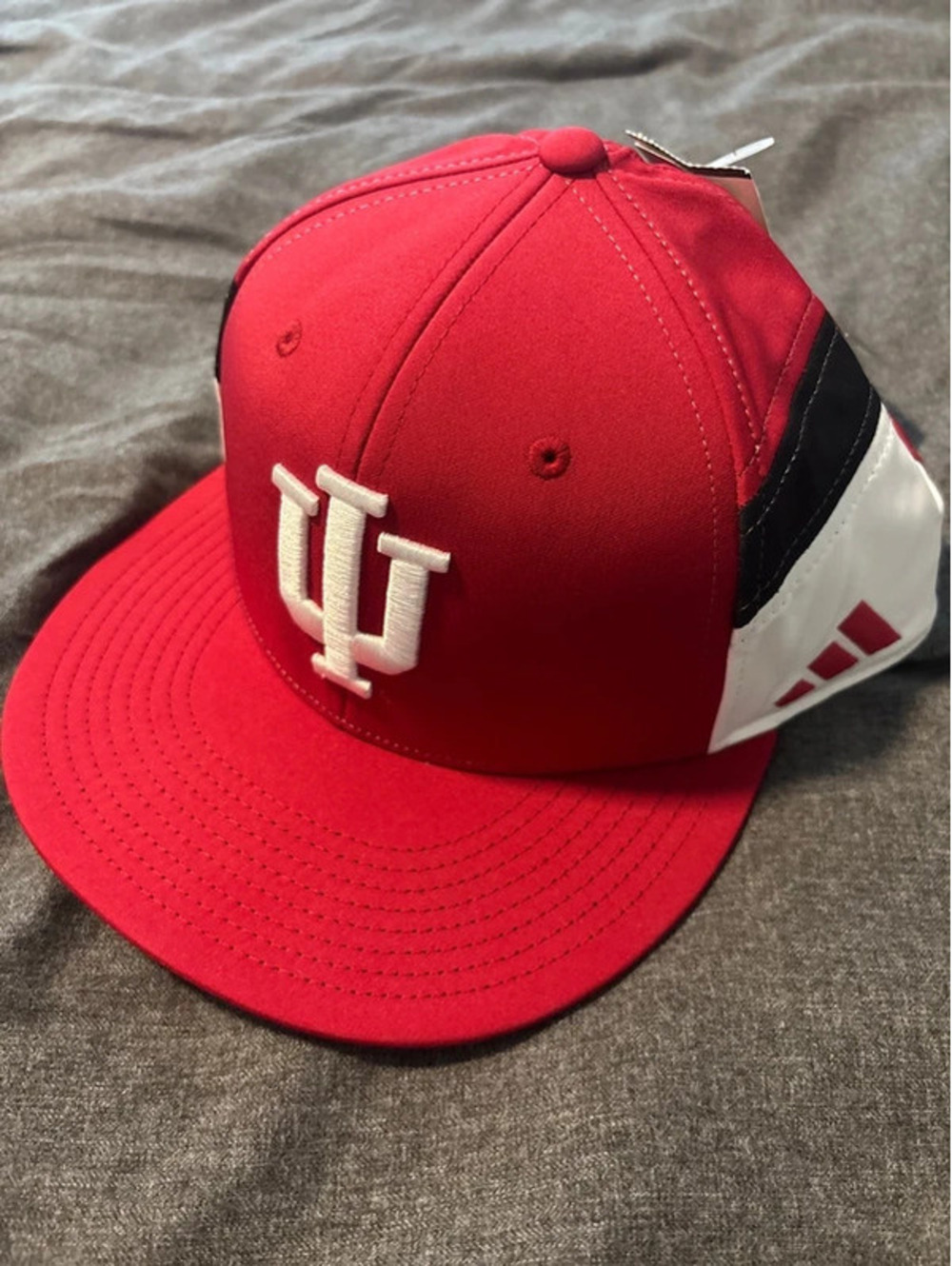 NEW Mens Adidas Big Logo Indiana Hoosiers Snapback Hat Flat Bill Crimson Cream